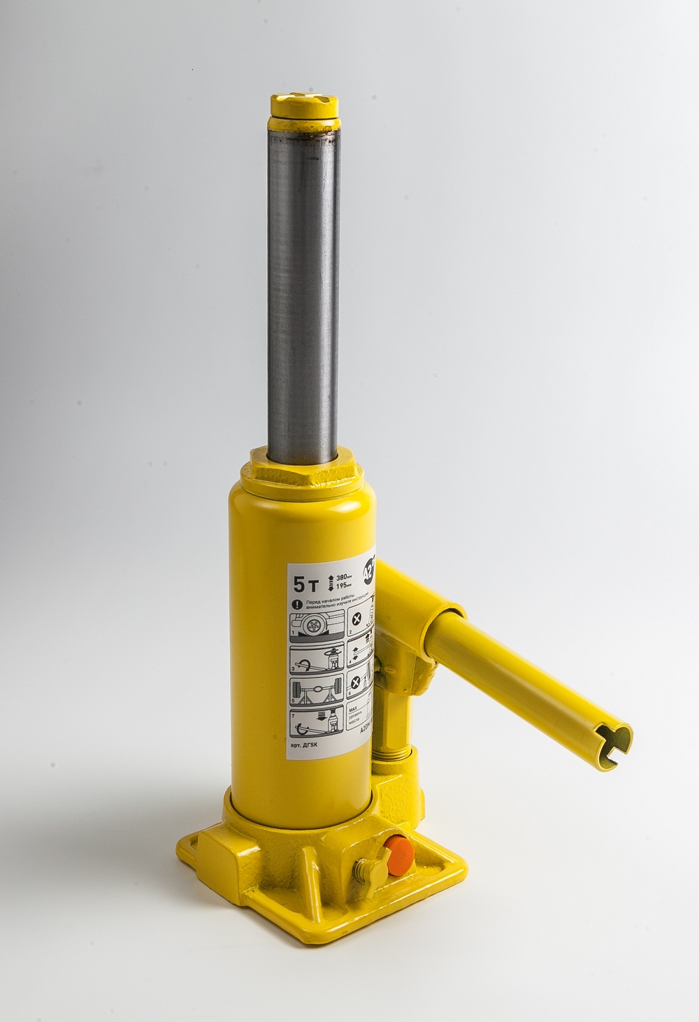 A2DM Домкрат гидравлический 5т, перепуск. клапан, морозост масло -40, 195-380мм, кейс